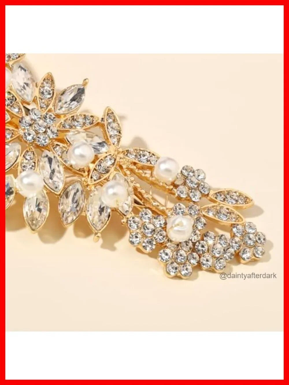 Crystal Rhinestone Pearl Hair Comb Gold Wedding Hair Pin Accessory